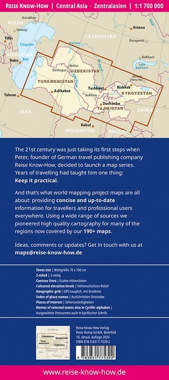 Produktbild: Reise Know-How Landkarte Zentralasien / Central Asia (1:1.700.000)