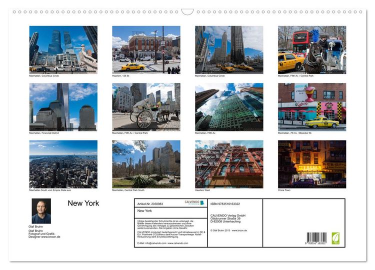 Produktbild: New York (Wandkalender 2026 DIN A2 quer), CALVENDO Monatskalender