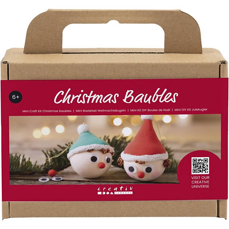 Produktbild: Creativ Company DIY Sets Modellieren Mini Kreativ Set Weihnachtskugeln, Rote und gr&uuml;ne Wichtel, Kreativ Box