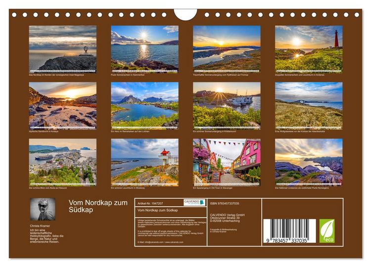 Produktbild: Vom Nordkap zum S&uuml;dkap (Wandkalender 2026 DIN A4 quer), CALVENDO Monatskalender