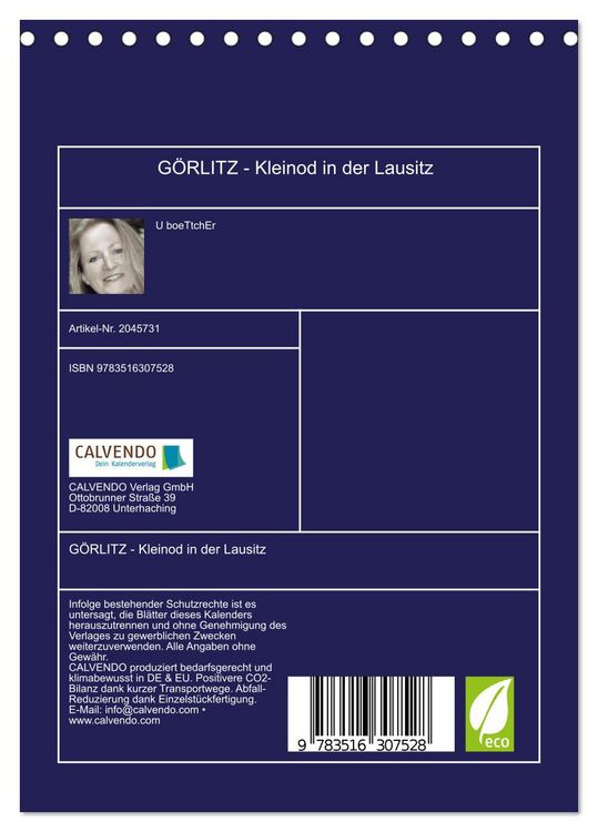 Produktbild: G&Ouml;RLITZ - Kleinod in der Lausitz (Tischkalender 2026 DIN A5 hoch), CALVENDO Monatskalender