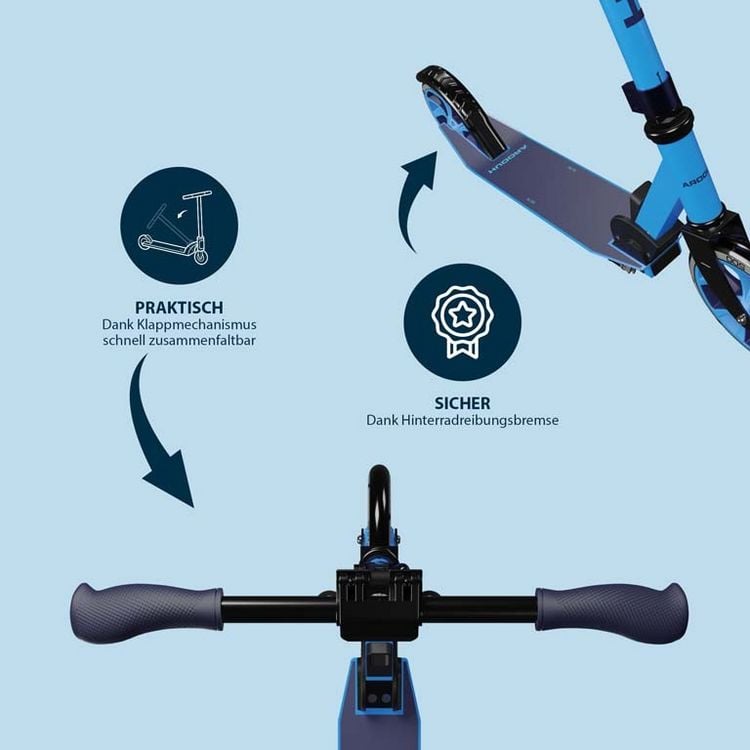Produktbild: HUDORA 14450 - Scooter Up 200, cyan, Alu-Cityroller
