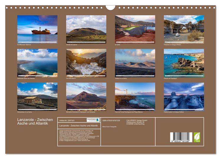 Produktbild: Lanzarote - Zwischen Asche und Atlantik (Wandkalender 2027 DIN A3 quer), CALVENDO Monatskalender