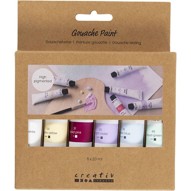 Produktbild: Creativ Company Gouachefarbe, Pastellfarben, 6x20 ml