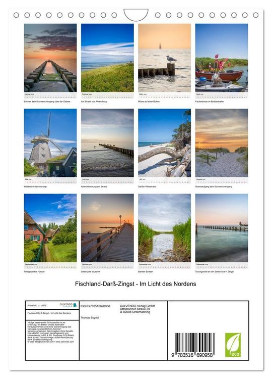 Produktbild: Fischland-Dar&szlig;-Zingst - Im Licht des Nordens (Wandkalender 2026 DIN A4 hoch), CALVENDO Monatskalender