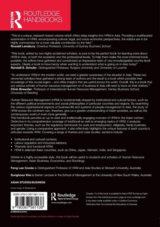 Produktbild: Routledge Handbook of Human Resource Management in Asia