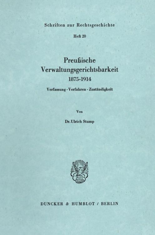 Produktbild: Preu&szlig;ische Verwaltungsgerichtsbarkeit 1875&ndash;1914.