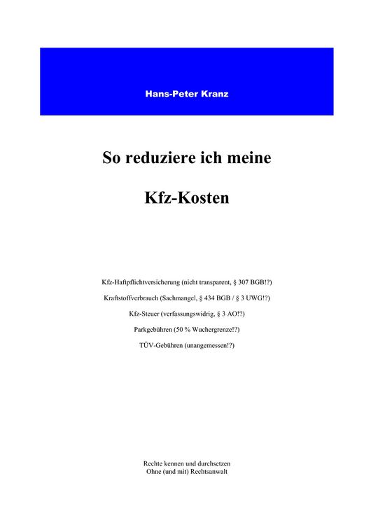 Produktbild: So reduziere ich meine KFZ-Kosten