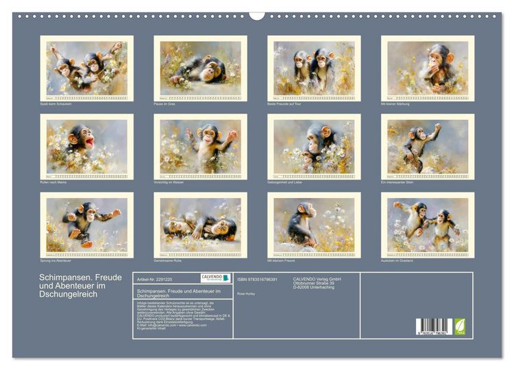 Produktbild: Schimpansen. Freude und Abenteuer im Dschungelreich (Wandkalender 2027 DIN A2 quer), CALVENDO Monatskalender