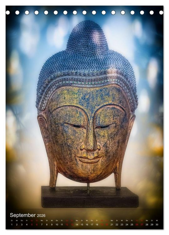 Produktbild: Die Welt mit Buddha (Tischkalender 2026 DIN A5 hoch), CALVENDO Monatskalender