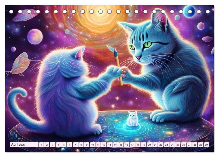 Produktbild: Katzen Schnurrige K&uuml;nstler (Tischkalender 2026 DIN A5 quer), CALVENDO Monatskalender