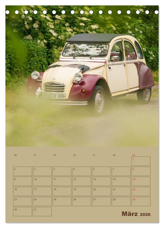 Produktbild: Citro&euml;n 2 CV &ndash; Flower Power (Tischkalender 2026 DIN A5 hoch), CALVENDO Monatskalender
