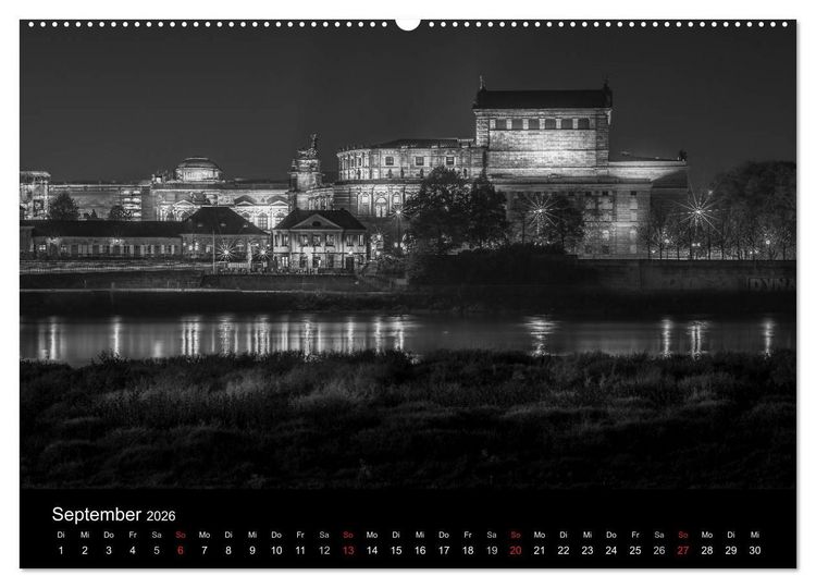 Produktbild: Dresden - Elbflorenz bei Nacht (hochwertiger Premium Wandkalender 2026 DIN A2 quer), Kunstdruck in Hochglanz