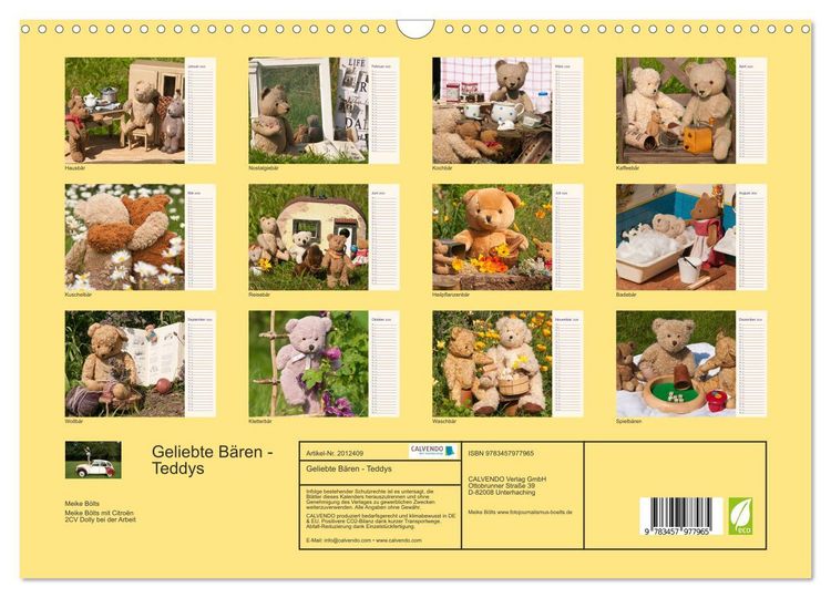 Produktbild: Geliebte B&auml;ren - Teddys (Wandkalender 2026 DIN A3 quer), CALVENDO Monatskalender