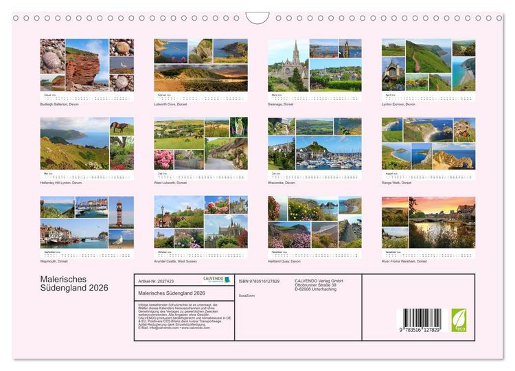 Produktbild: Malerisches S&uuml;dengland 2026 (Wandkalender 2026 DIN A3 quer), CALVENDO Monatskalender