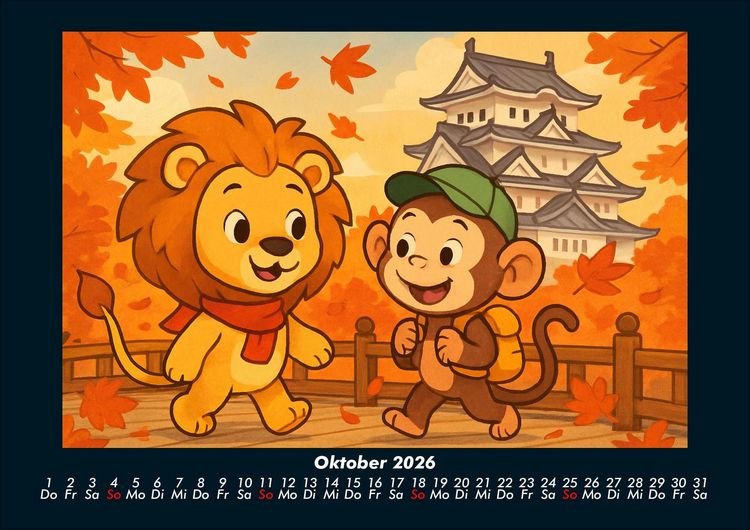 Produktbild: Buschi & Milo - Reise durch Japan 2026 Fotokalender DIN A4