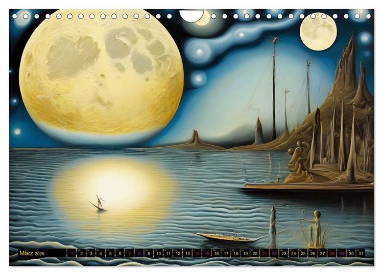 Produktbild: Erde, Sonne, Mond und Sterne Surrealistische Kunstwerke (Wandkalender 2026 DIN A4 quer), CALVENDO Monatskalender