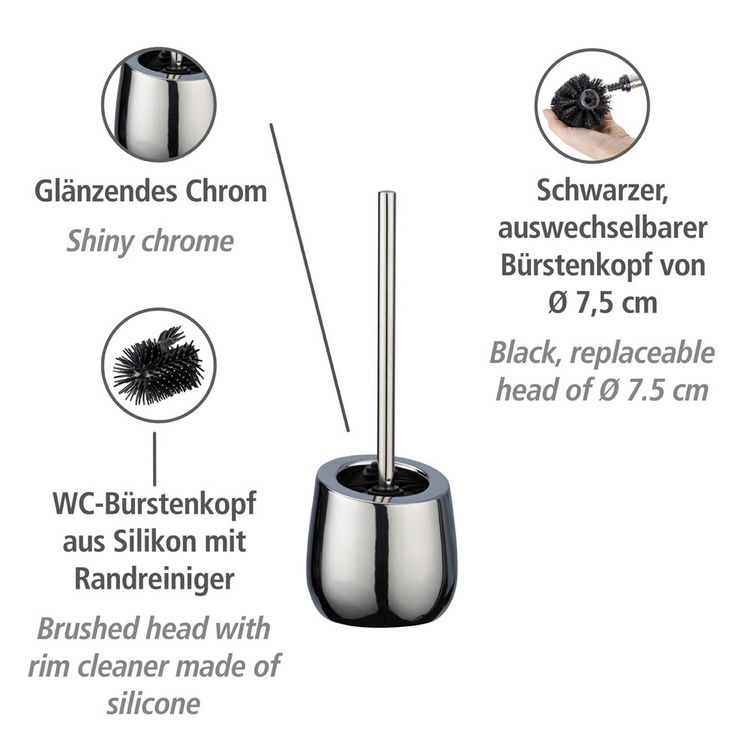 Produktbild: WC-Garnitur Mod. Badi Chrom Keramik, mit Silikon-B&uuml;rstenkopf