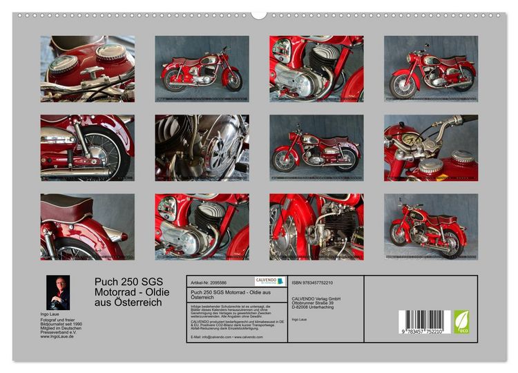 Produktbild: Puch 250 SGS Motorrad - Oldie aus &Ouml;sterreich (hochwertiger Premium Wandkalender 2026 DIN A2 quer), Kunstdruck in Hochglanz