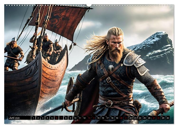 Produktbild: Kampf der wilden Wikinger (hochwertiger Premium Wandkalender 2026 DIN A2 quer), Kunstdruck in Hochglanz