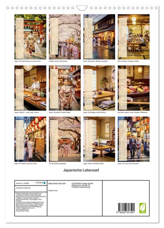 Produktbild: Japanische Lebensart (Wandkalender 2027 DIN A3 hoch), CALVENDO Monatskalender