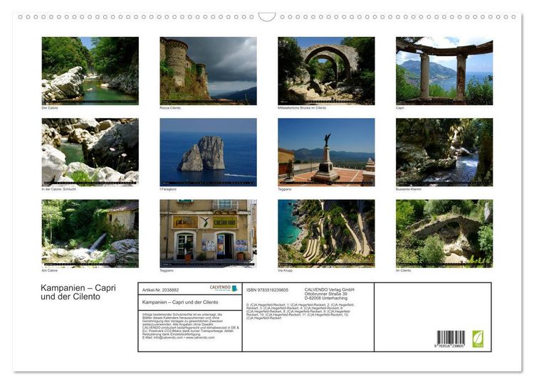 Produktbild: Kampanien &ndash; Capri und der Cilento (Wandkalender 2026 DIN A2 quer), CALVENDO Monatskalender