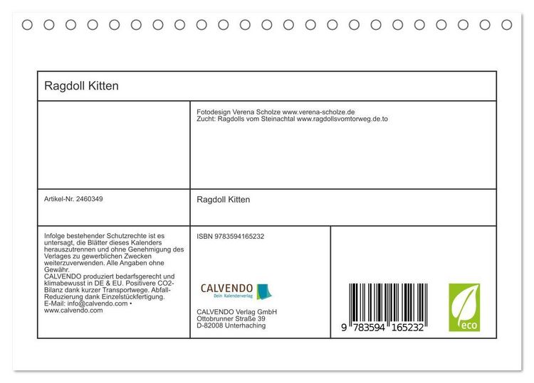 Produktbild: Ragdoll Kitten (Tischkalender 2027 DIN A5 quer), CALVENDO Monatskalender