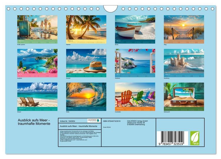 Produktbild: Ausblick aufs Meer - traumhafte Momente (Wandkalender 2026 DIN A4 quer), CALVENDO Monatskalender
