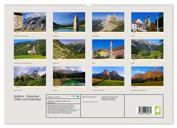 Produktbild: S&uuml;dtirol - Zwischen Ortler und Dolomiten (hochwertiger Premium Wandkalender 2026 DIN A2 quer), Kunstdruck in Hochglanz