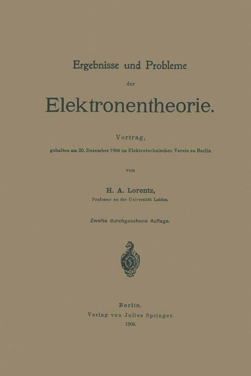 Produktbild: Ergebnisse und Probleme der Elektronentheorie