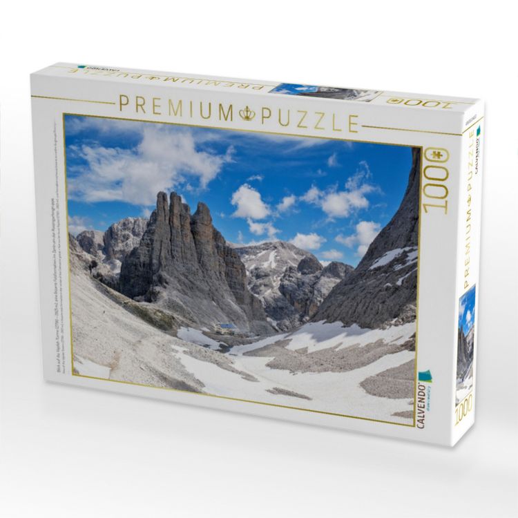 Produktbild: CALVENDO Puzzle Blick auf die Vajolet-T&uuml;rme (2790 - 2821 m), eine bizarre Felsformation im Zentrum der Rosengartengruppe. | 1000 Teile Lege-Gr&ouml;&szlig;e 64x4