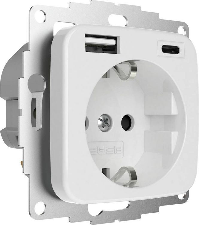 Produktbild: 2USB 2U-449368 Schutzkontakt-Steckdose erh&ouml;hter Ber&uuml;hrungsschutz, mit USB-Ladeausgang IP20 Reinwei&szlig; (gl&auml;nzend)
