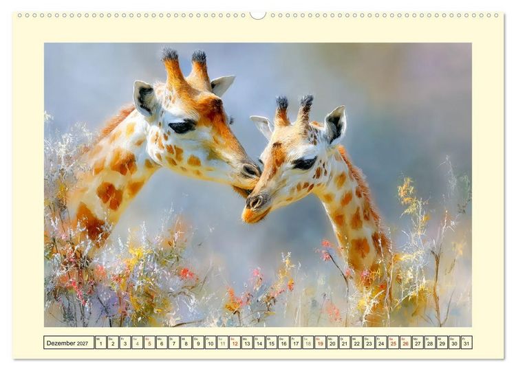 Produktbild: Giraffen. Anmut in weiter Landschaft (Wandkalender 2027 DIN A2 quer), CALVENDO Monatskalender