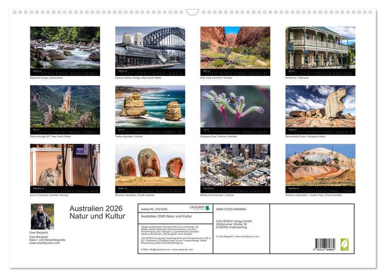 Produktbild: Australien 2026 Natur und Kultur (Wandkalender 2026 DIN A2 quer), CALVENDO Monatskalender