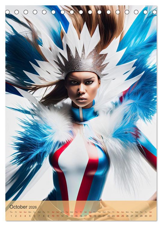 Produktbild: American beauties in a feather style (Desk Calendar 2026 DIN A5 portrait), CALVENDO 12 Month DeskCalendar
