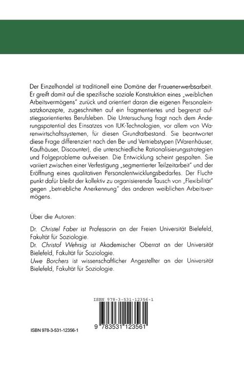 Produktbild: Frauenerwerbsarbeit und Neue Technologien im Einzelhandel
