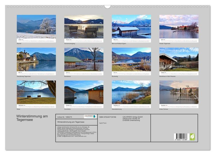 Produktbild: Winterstimmung am Tegernsee (Wandkalender 2026 DIN A2 quer), CALVENDO Monatskalender