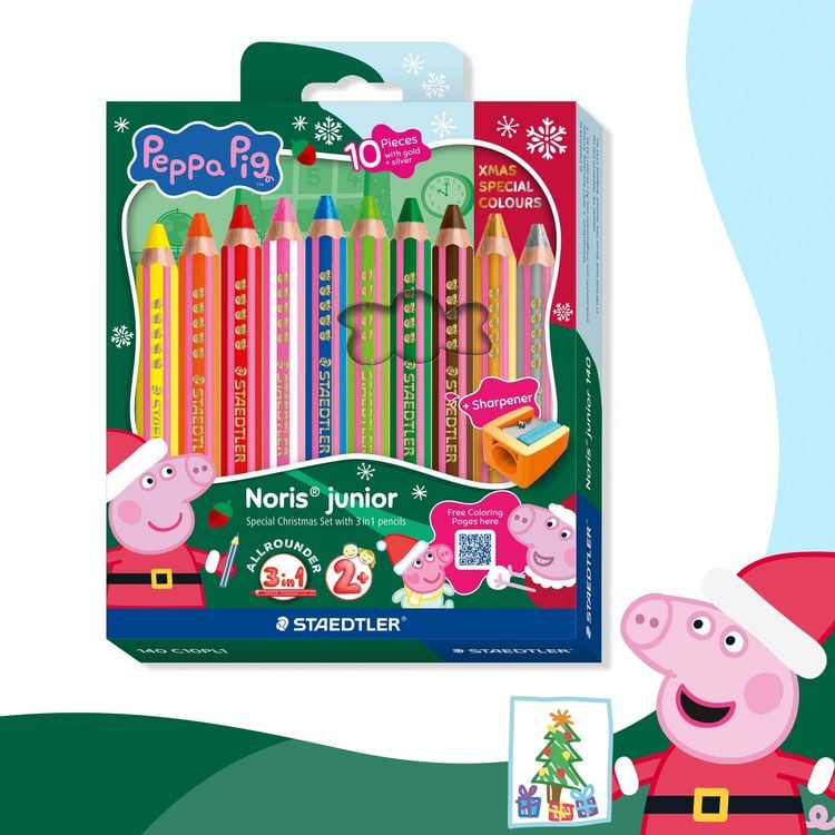 Produktbild: STAEDTLER Farbstifte Buntstift Noris junior Peppa 10er Set + Spitzer, Weihnachten