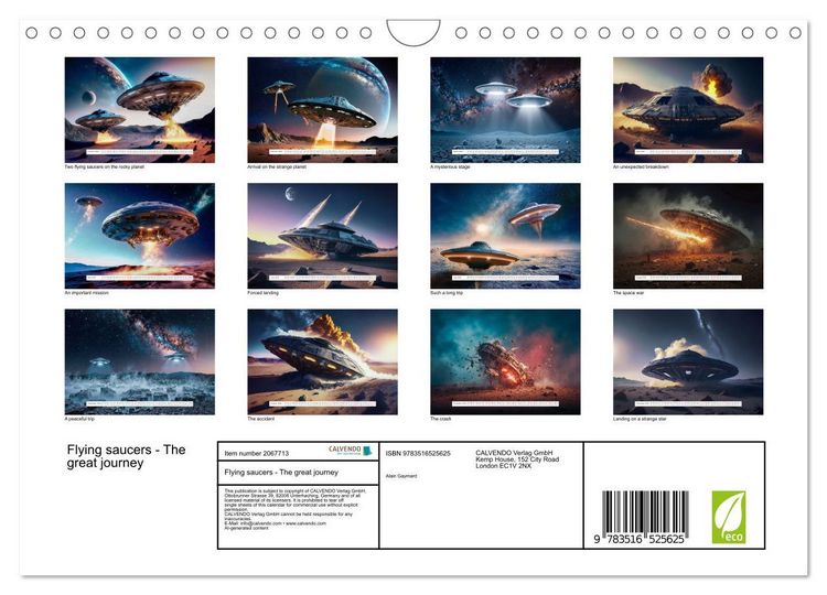 Produktbild: Flying saucers - The great journey (Wall Calendar 2026 DIN A4 landscape), CALVENDO 12 Month Wall Calendar