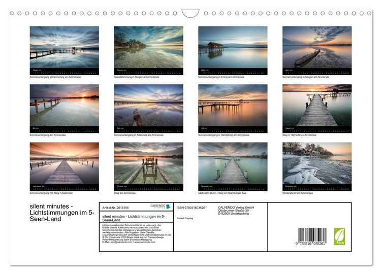 Produktbild: silent minutes - Lichtstimmungen im 5-Seen-Land (Wandkalender 2026 DIN A3 quer), CALVENDO Monatskalender