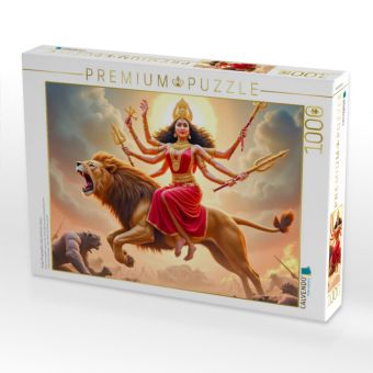 Produktbild: CALVENDO Puzzle Durga, Kriegerg&ouml;ttin, reitet auf einem L&ouml;wen | 1000 Teile Lege-Gr&ouml;&szlig;e 64x48cm Foto-Puzzle f&uuml;r gl&uuml;ckliche Stunden