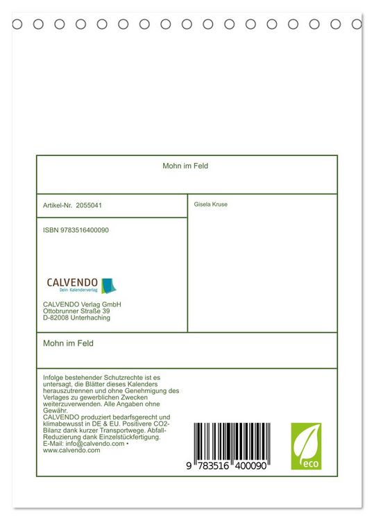 Produktbild: Mohn im Feld (Tischkalender 2026 DIN A5 hoch), CALVENDO Monatskalender