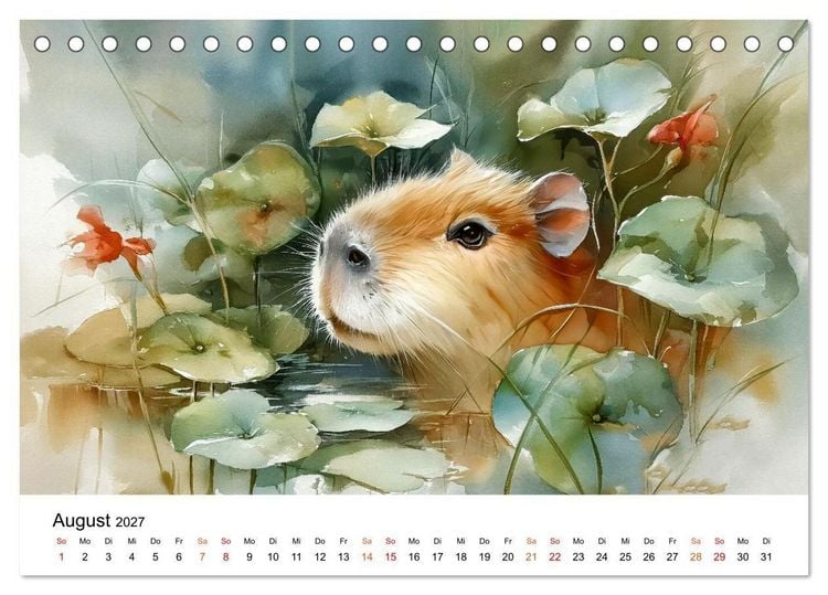 Produktbild: Capybara - die Kunst des gelassenen Daseins (Tischkalender 2027 DIN A5 quer), CALVENDO Monatskalender
