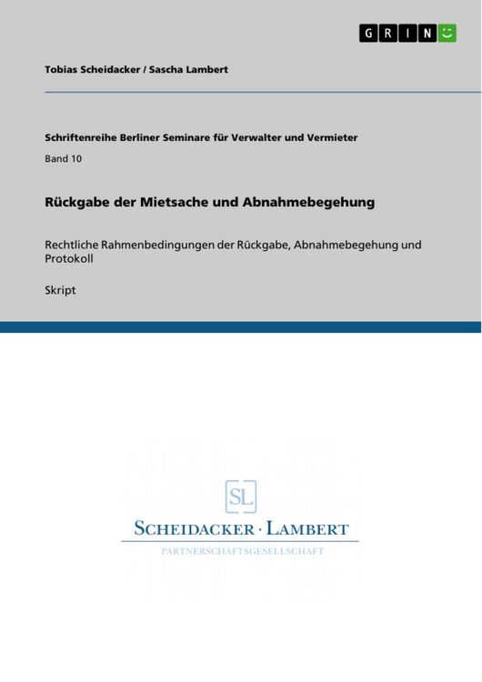 Produktbild: R&uuml;ckgabe der Mietsache und Abnahmebegehung