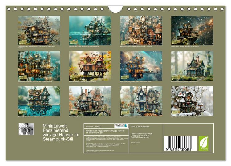 Produktbild: Miniaturwelt Faszinierend winzige H&auml;user im Steampunk-Stil (Wandkalender 2026 DIN A4 quer), CALVENDO Monatskalender