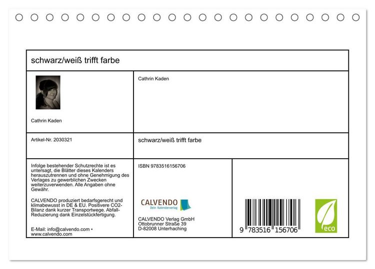 Produktbild: schwarz/wei&szlig; trifft farbe (Tischkalender 2026 DIN A5 quer), CALVENDO Monatskalender