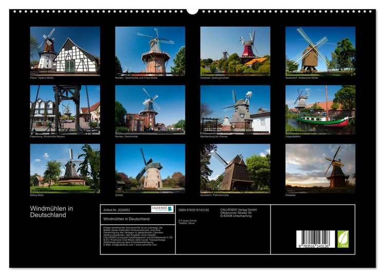 Produktbild: Windm&uuml;hlen in Deutschland (hochwertiger Premium Wandkalender 2026 DIN A2 quer), Kunstdruck in Hochglanz