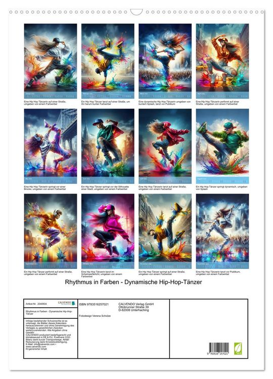 Produktbild: Rhythmus in Farben - Dynamische Hip-Hop-T&auml;nzer (Wandkalender 2026 DIN A2 hoch), CALVENDO Monatskalender