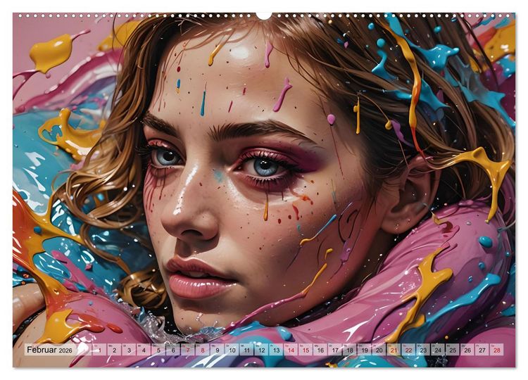 Produktbild: Farbexplosion - Ein Jahr voller bunter Gesichter (hochwertiger Premium Wandkalender 2026 DIN A2 quer), Kunstdruck in Hochglanz