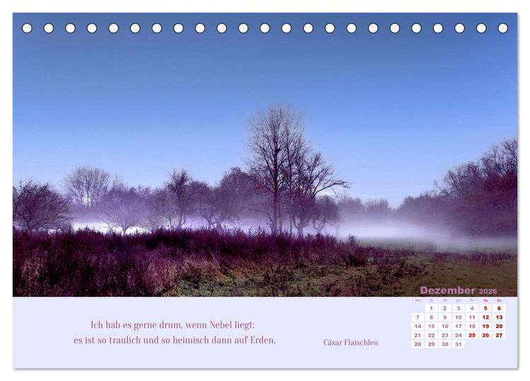 Produktbild: Nebelfarben. Ein poetischer Spaziergang (Tischkalender 2026 DIN A5 quer), CALVENDO Monatskalender